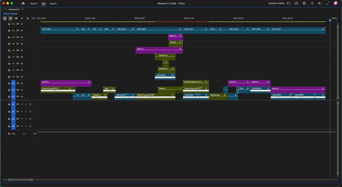 Bon Izheman editing timeline 1